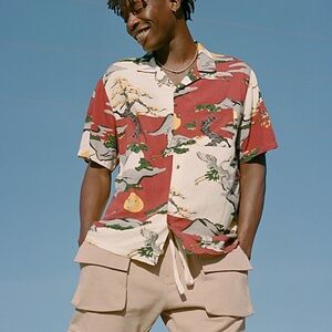 UO Painted Animals Camp Collar Shirt